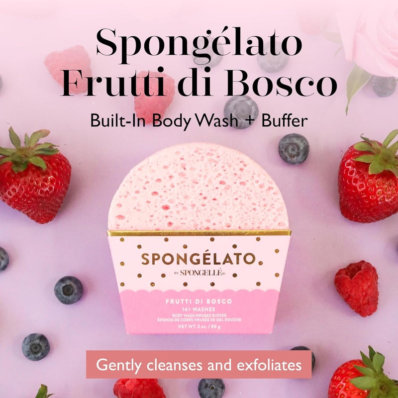 SPONGELLÉ Spongelato Loofah Exfoliating Body Scrubber by Spongelle | Infused with Body Wash | Bath & Shower Loofah for Women | 14+ uses | Frutti di Bosco (Mixed Berries) Gelato Inspired - Image 2